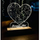 Gravírovaná LED hvězdná mapa srdce